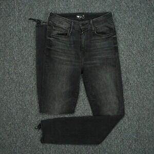 Mother Jeans Womens 24x28 Black High Waisted Looker Ankle Fray Night Hawk